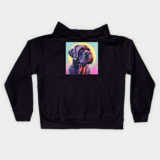 70s Mastiff Vibes: Pastel Pup Parade Kids Hoodie